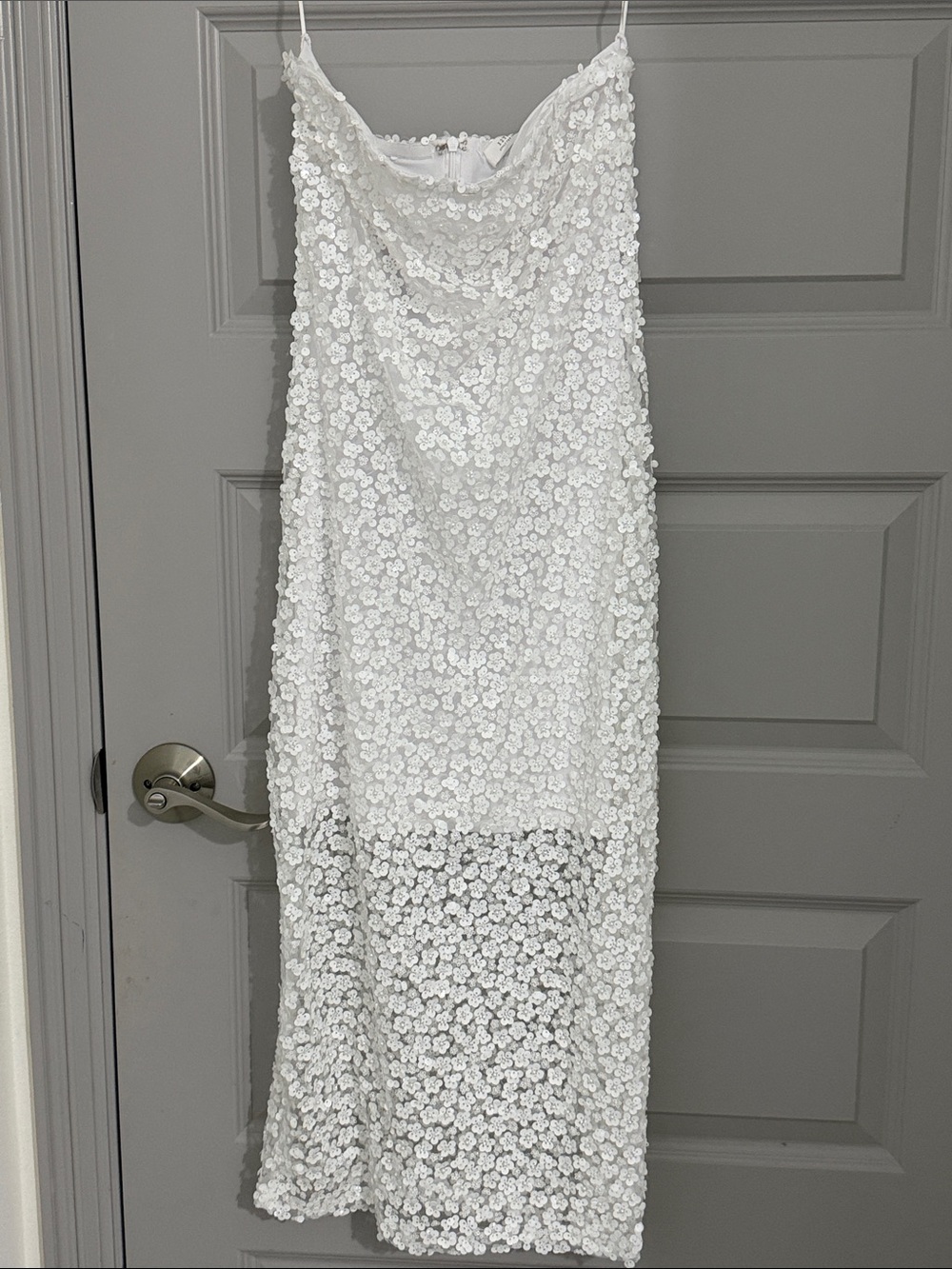 White 3D Floral Slip Dress
